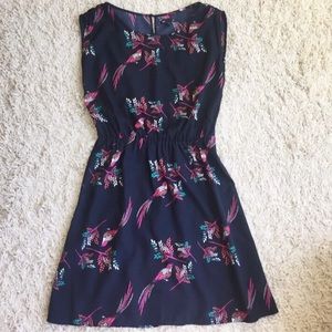 GAP Navy Bright Bird Print Sheath Dress